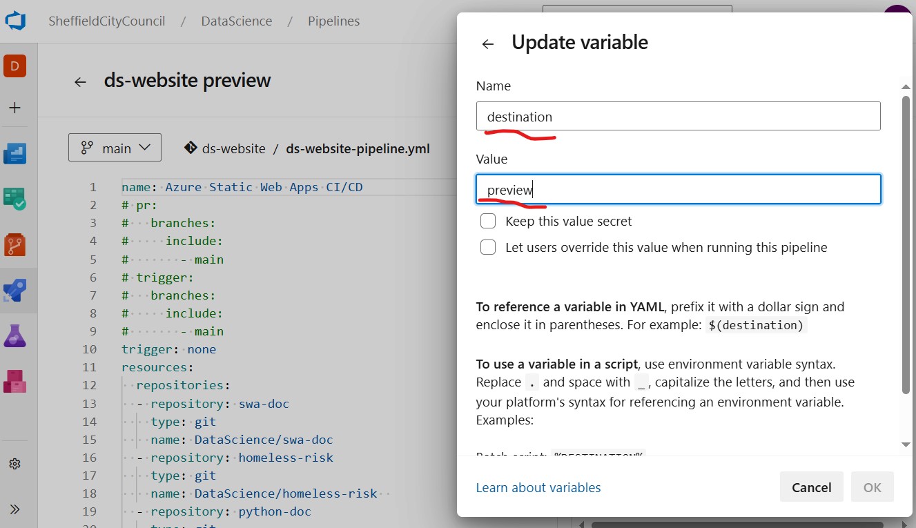 Pipeline variable