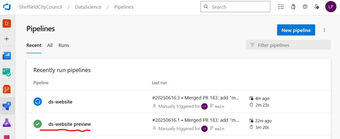 Preview pipeline
